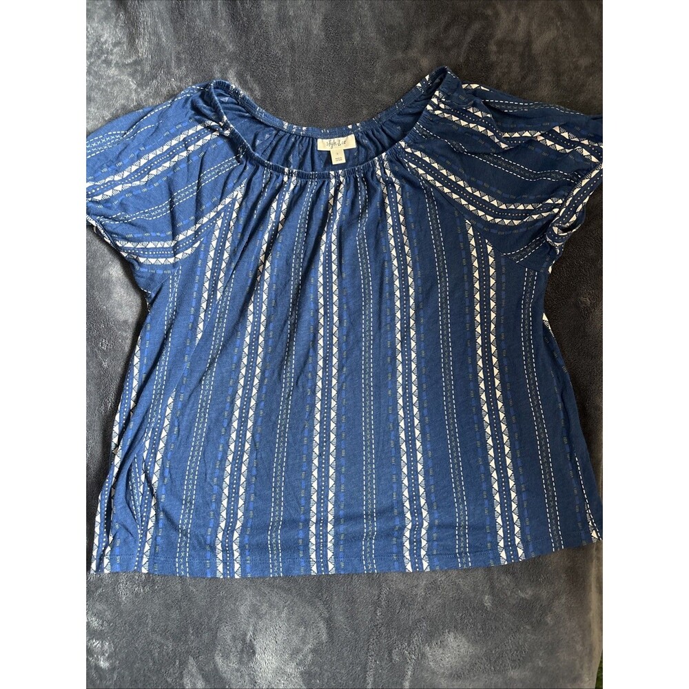 #90 Style & Co Blouse Women's Round Neck Short Sleeve Casual Top
